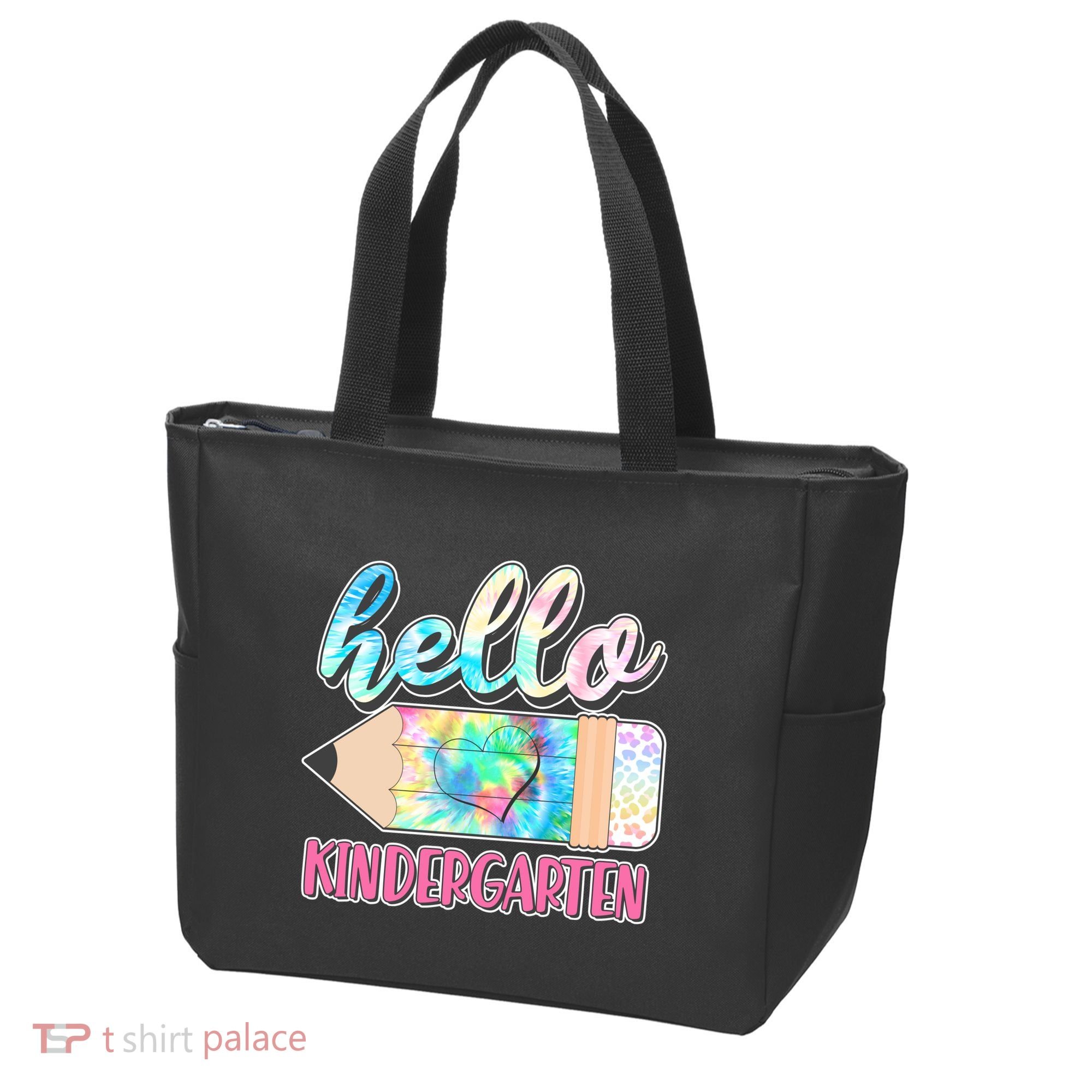 Cute Tie Dye Pencil Hello Kindergarten Tote Bag