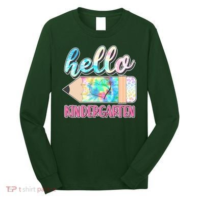 Cute Tie Dye Pencil Hello Kindergarten Long Sleeve Shirt