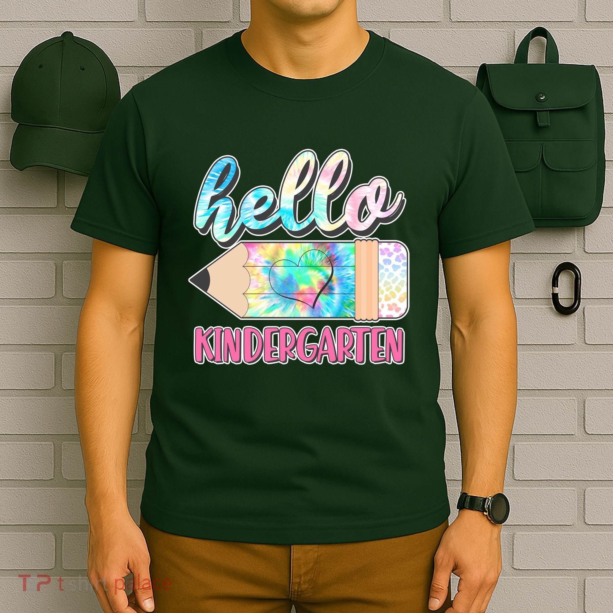 Cute Tie Dye Pencil Hello Kindergarten T-Shirt