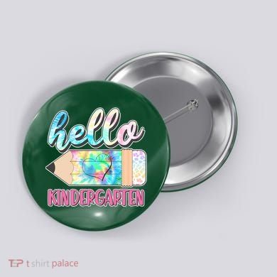 Cute Tie Dye Pencil Hello Kindergarten Button