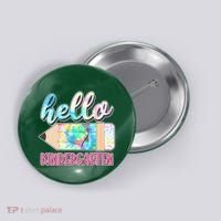 Cute Tie Dye Pencil Hello Kindergarten Button thumb 0