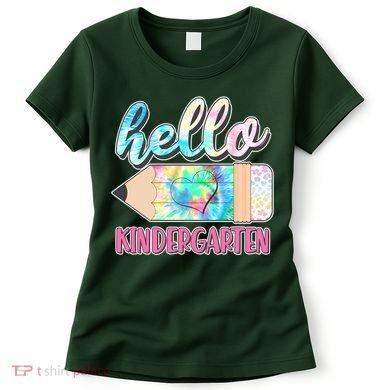 Cute Tie Dye Pencil Hello Kindergarten Women's T-Shirt
