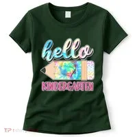 Cute Tie Dye Pencil Hello Kindergarten Women's T-Shirt thumb 0
