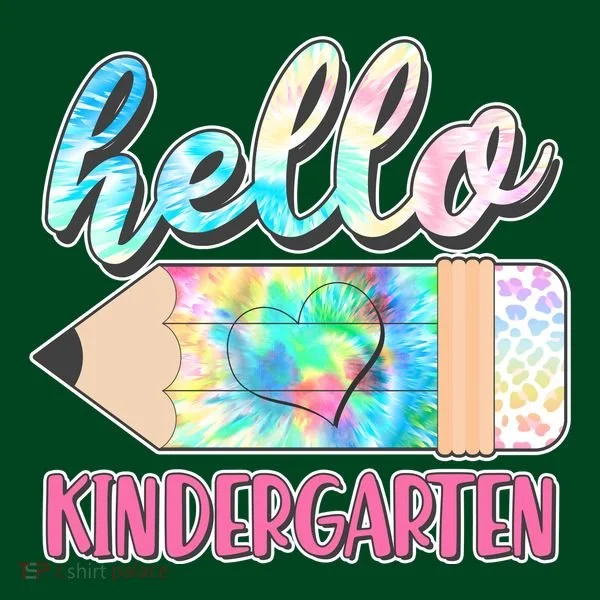 Cute Tie Dye Pencil Hello Kindergarten Women's T-Shirt
