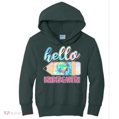 Cute Tie Dye Pencil Hello Kindergarten Kids Hoodie