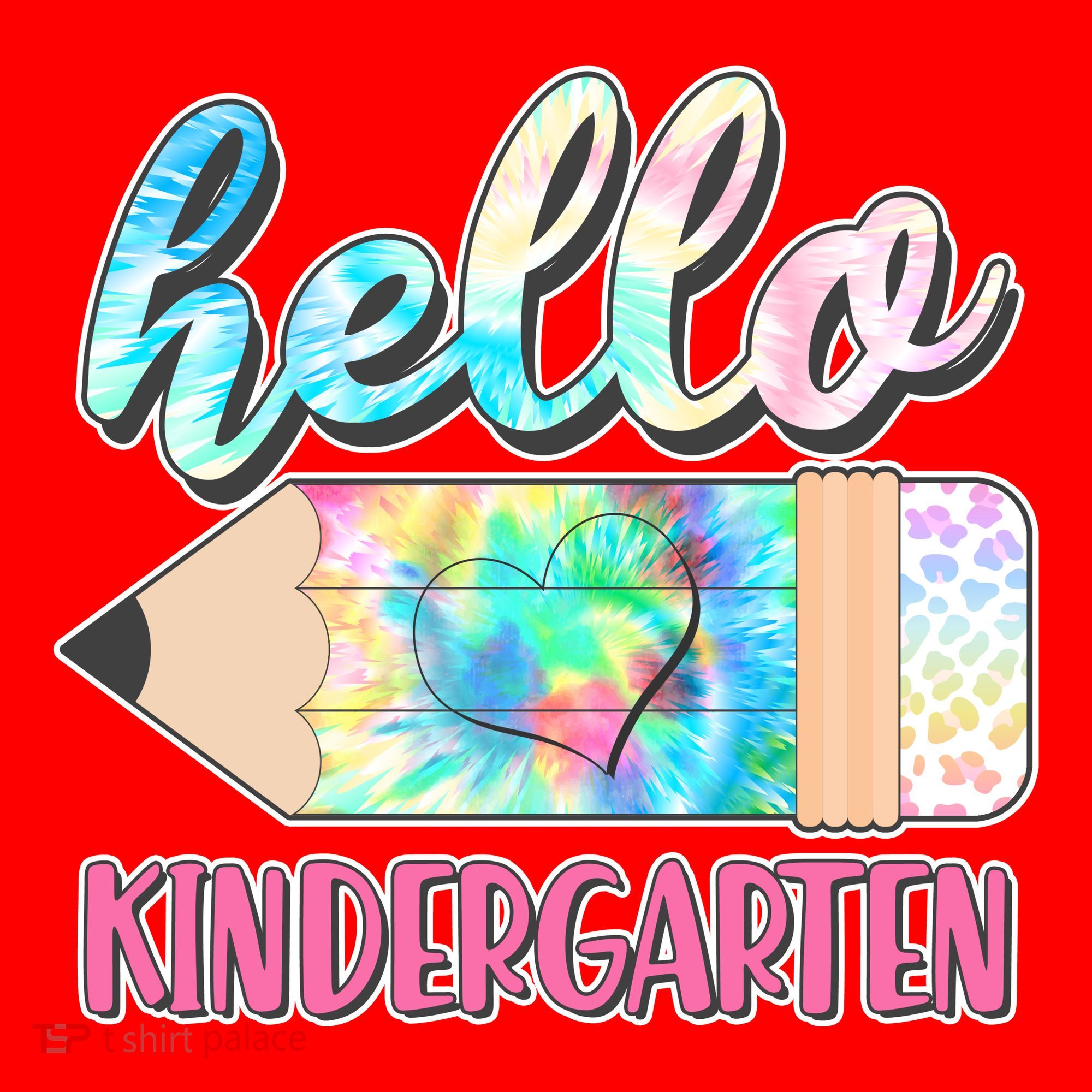 Cute Tie Dye Pencil Hello Kindergarten Santa Hat