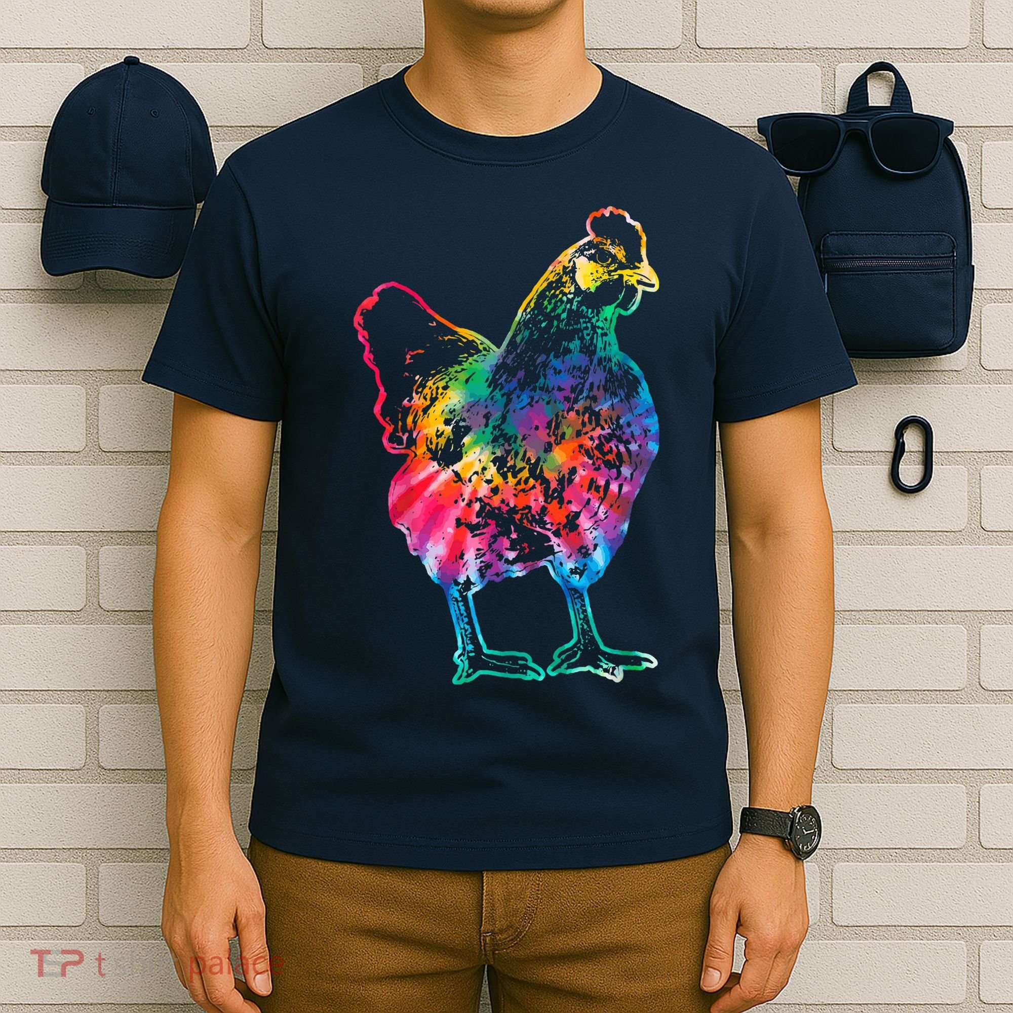 Chicken Tie Dye Hippie Poultry Farmer Farm Vintage Gift T-Shirt