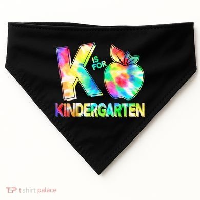 Cute Tie Dye K Is For Kindergarten USA-Made Doggie Bandana