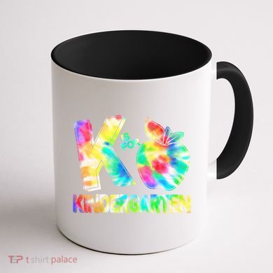 Cute Tie Dye K Is For Kindergarten Coffee Mug back