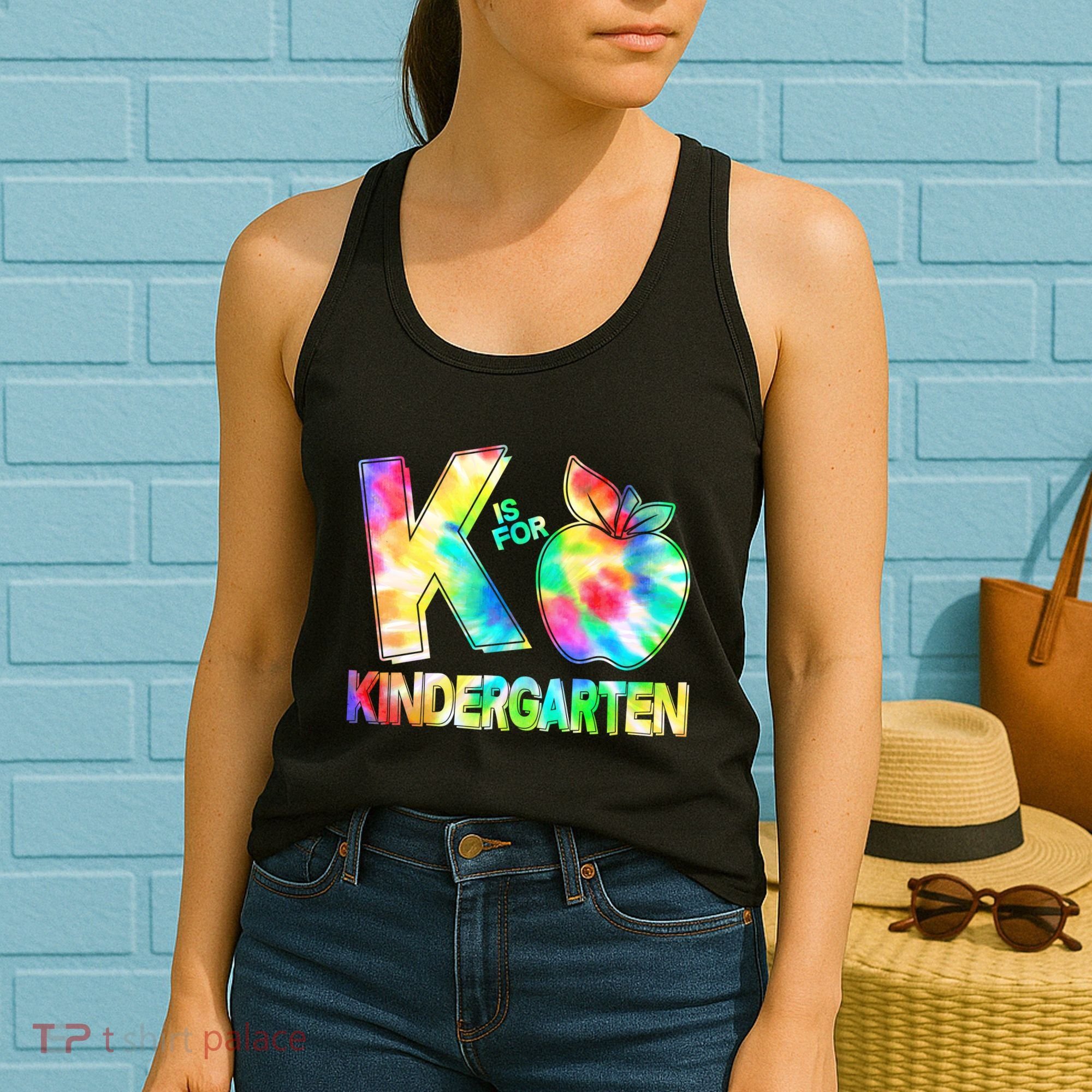 Cute Tie Dye K Is For Kindergarten Women's Tank Top