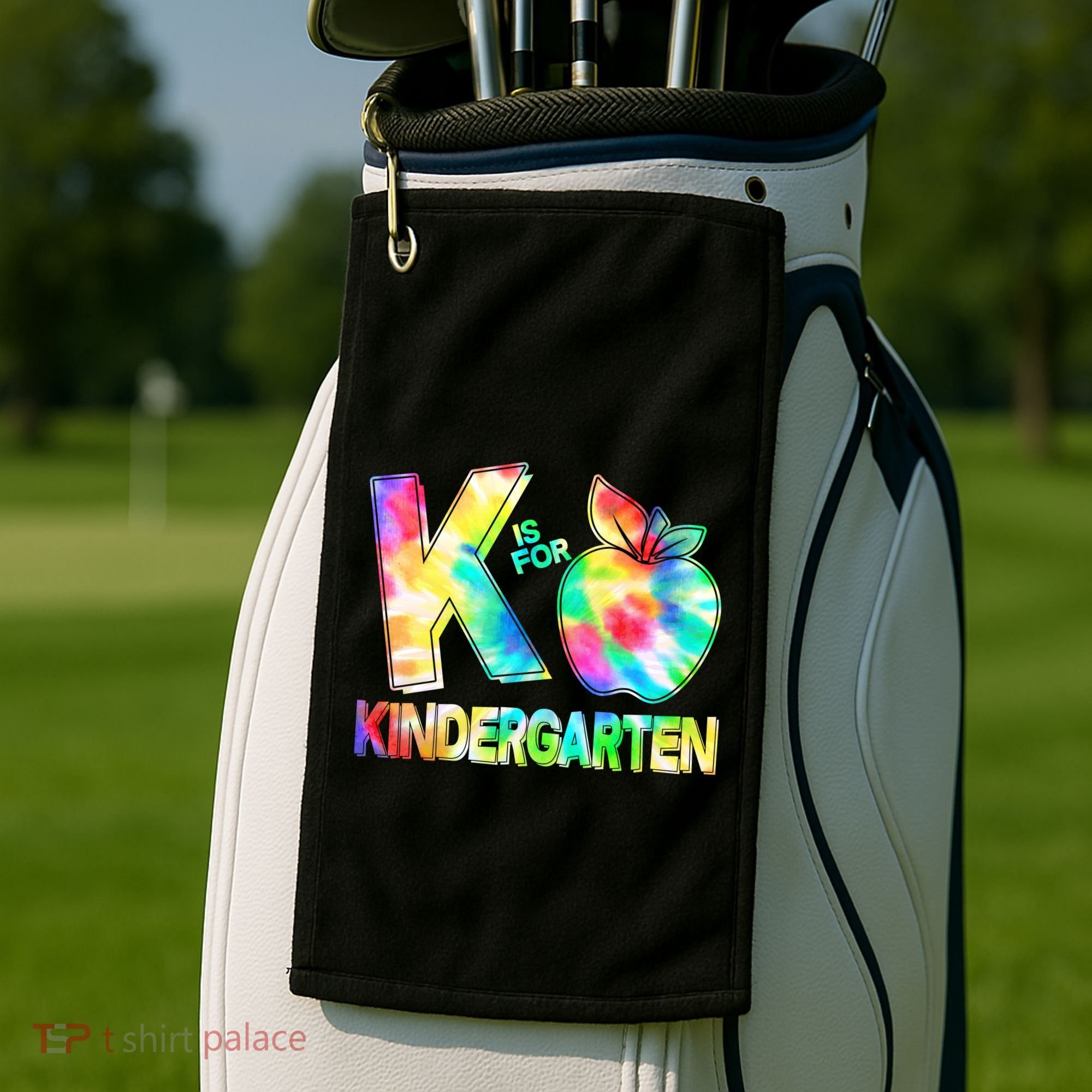 Cute Tie Dye K Is For Kindergarten Golf Towel