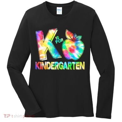 Cute Tie Dye K Is For Kindergarten Women's Long Sleeve Shirt