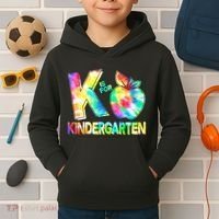 Cute Tie Dye K Is For Kindergarten Kids Hoodie thumb 2