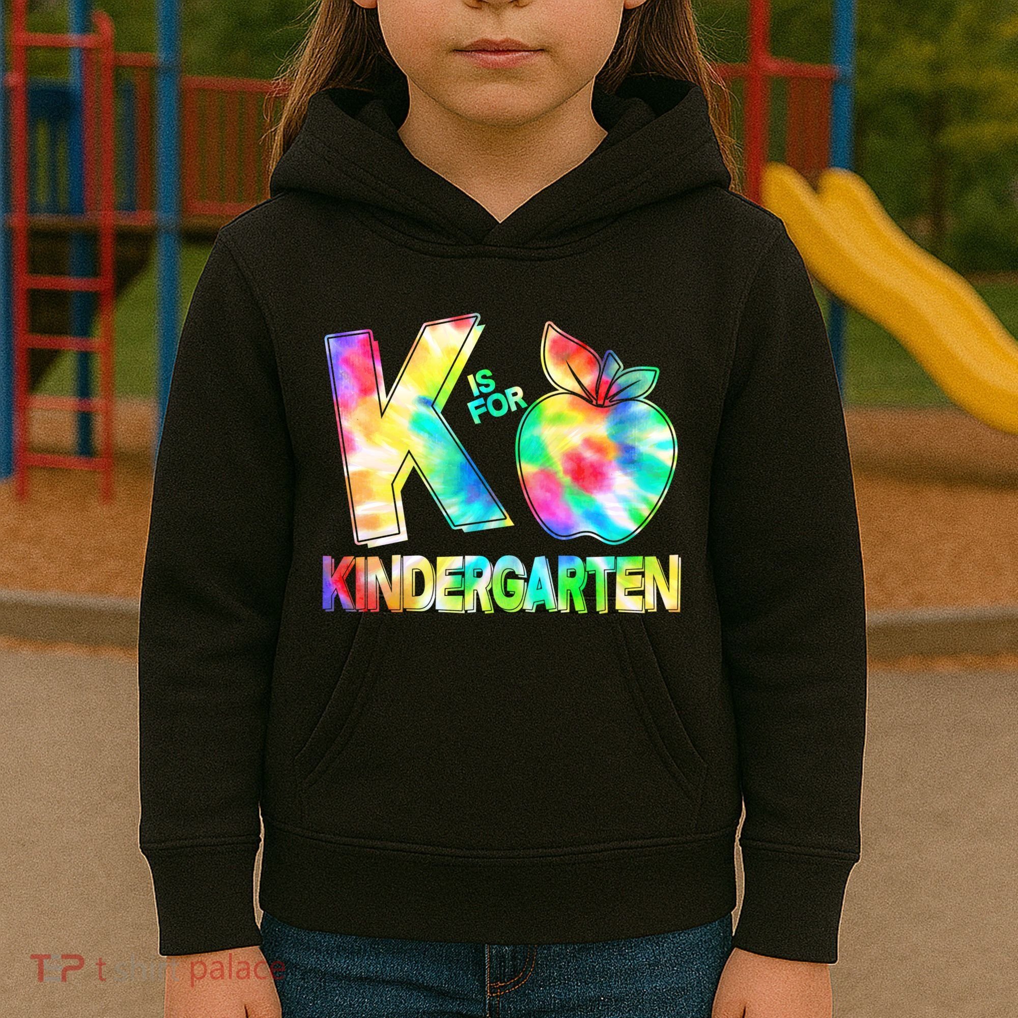 Cute Tie Dye K Is For Kindergarten Kids Hoodie