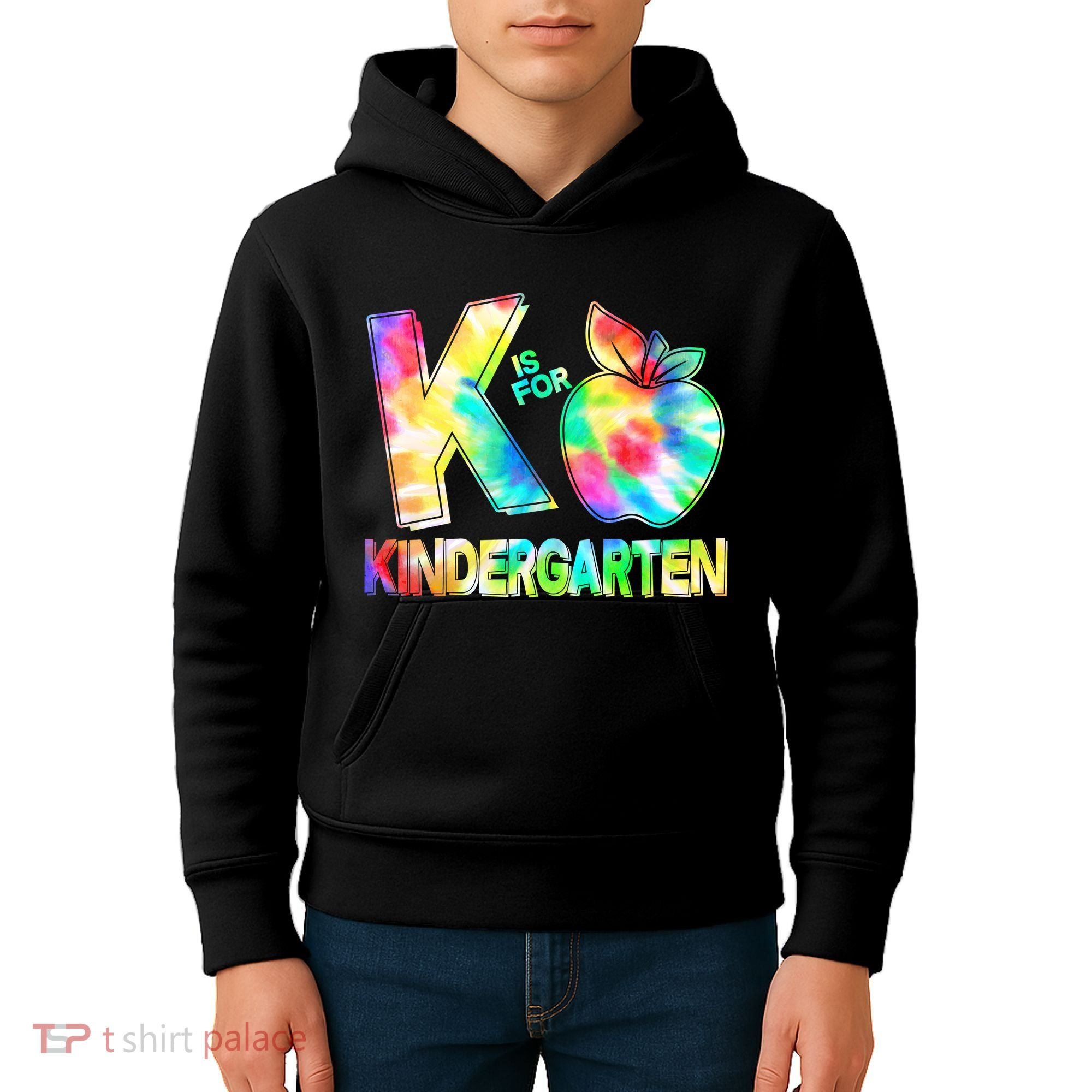 Cute Tie Dye K Is For Kindergarten Kids Hoodie