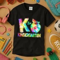 Cute Tie Dye K Is For Kindergarten Kids T-Shirt thumb 3