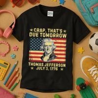 Crap ThatS Due Tomorrow Thomas Jefferson Quote July 3 1776 Kids T-Shirt thumb 3
