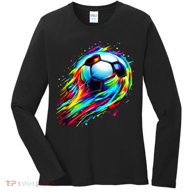 Colorful Tie Dye Soccer Ball Women's Long Sleeve Shirt
