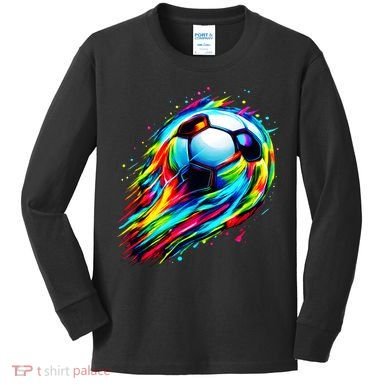 Colorful Tie Dye Soccer Ball Kids Long Sleeve Shirt