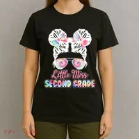 Cute Tie Dye Little Miss Second Grade T-Shirt thumb 4