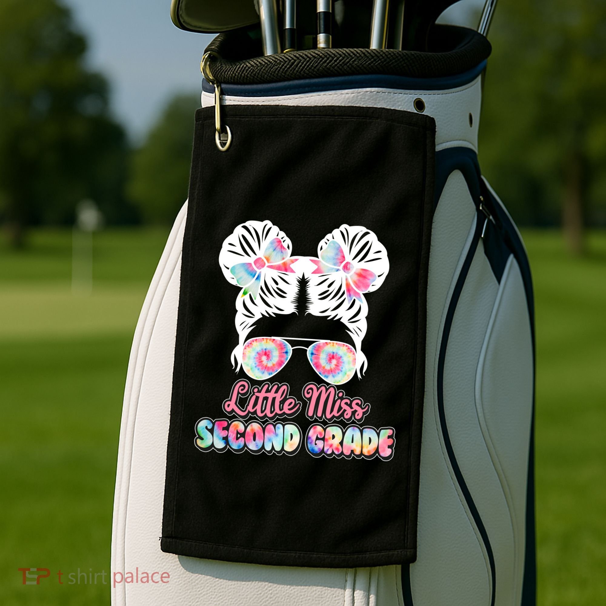 Cute Tie Dye Little Miss Second Grade Golf Towel