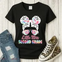 Cute Tie Dye Little Miss Second Grade Women's T-Shirt thumb 3