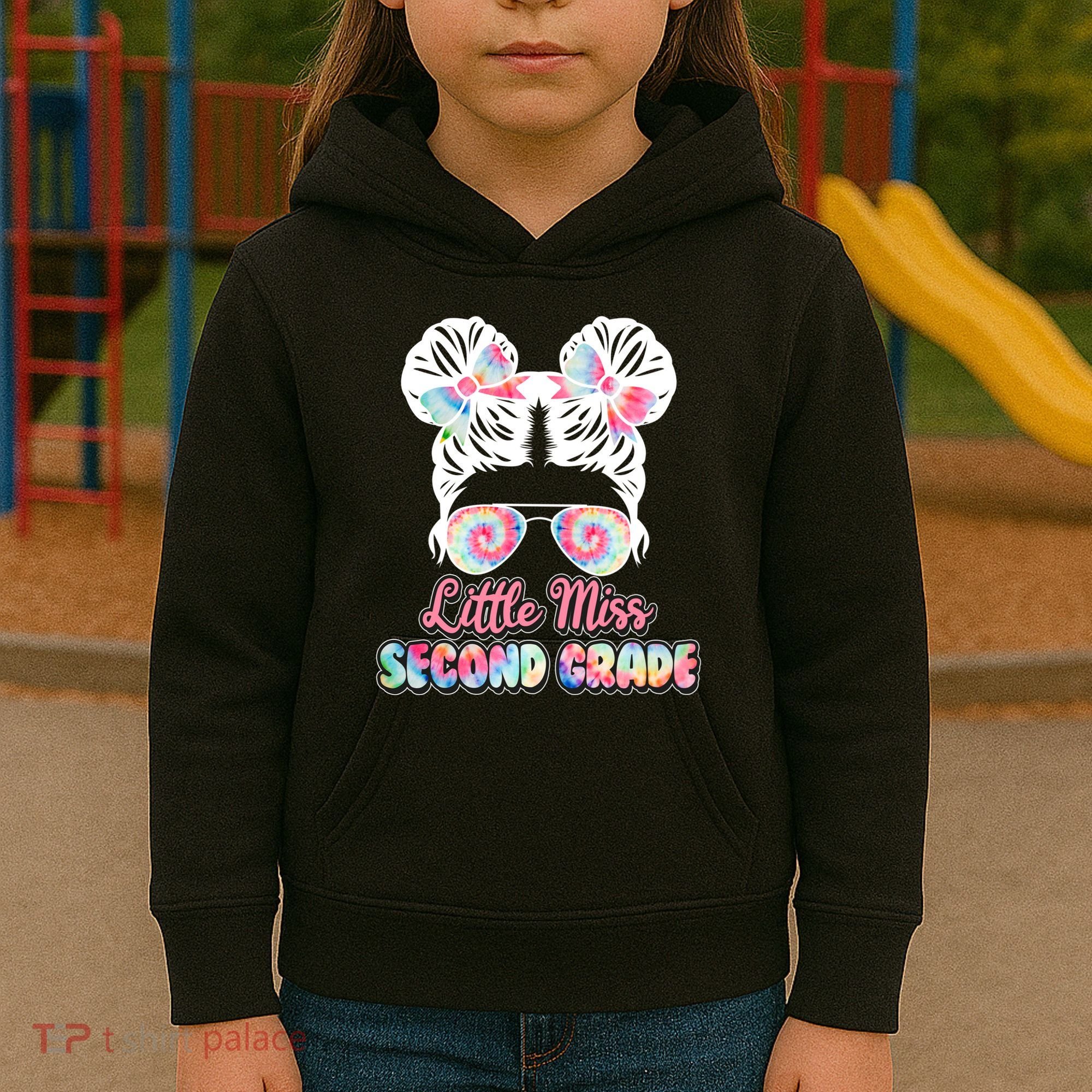 Cute Tie Dye Little Miss Second Grade Kids Hoodie