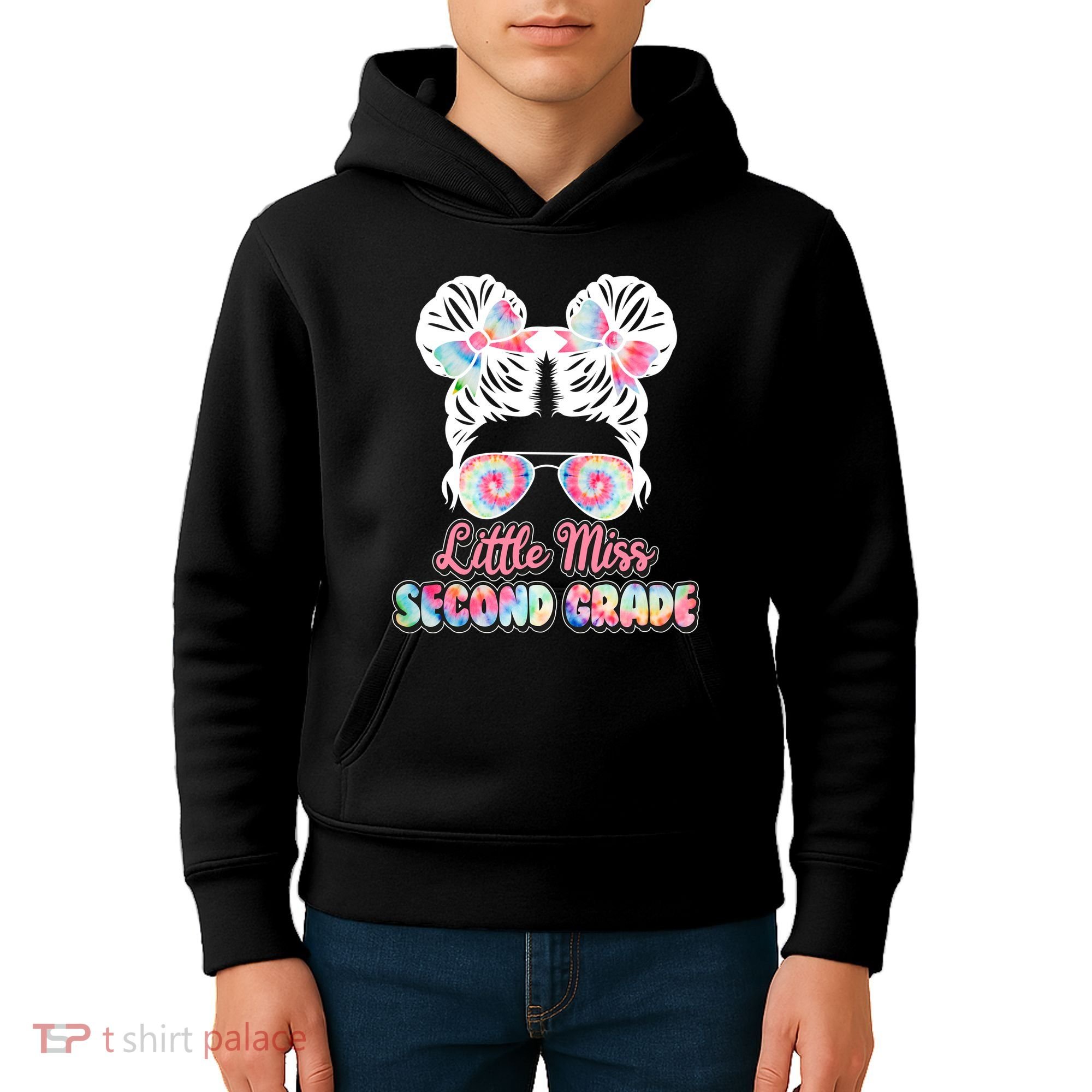 Cute Tie Dye Little Miss Second Grade Kids Hoodie
