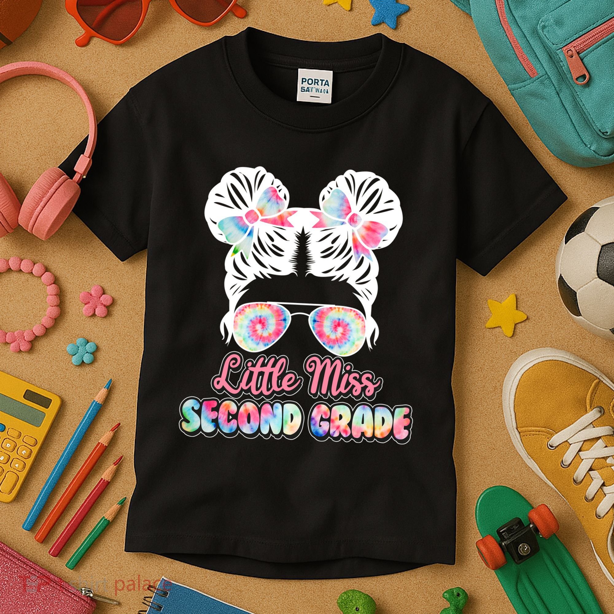 Cute Tie Dye Little Miss Second Grade Kids T-Shirt