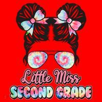 Cute Tie Dye Little Miss Second Grade Santa Hat thumb 1