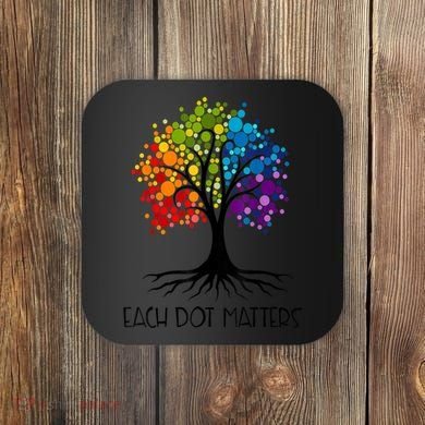 Colorful Tree Each Dot Matters Dot Day Polka Dot Gift Coaster