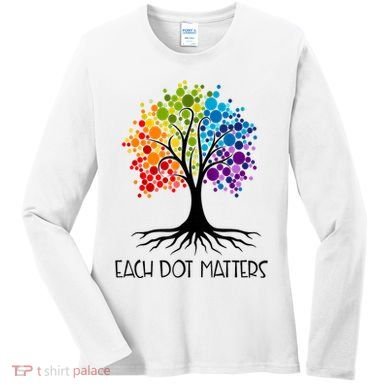 Colorful Tree Each Dot Matters Dot Day Polka Dot Gift Women's Long Sleeve Shirt