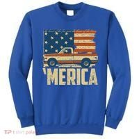 Classic Truck Funny Gift 'Merica American Flag With Pickup Truck Meaningful Gift Sweatshirt thumb 0