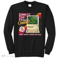 Commit Tax Fraud Online! Distressed Retro Video Game Box Art Sweatshirt thumb 0