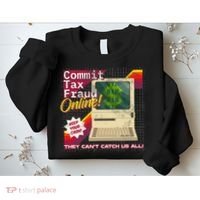 Commit Tax Fraud Online! Distressed Retro Video Game Box Art Sweatshirt thumb 2