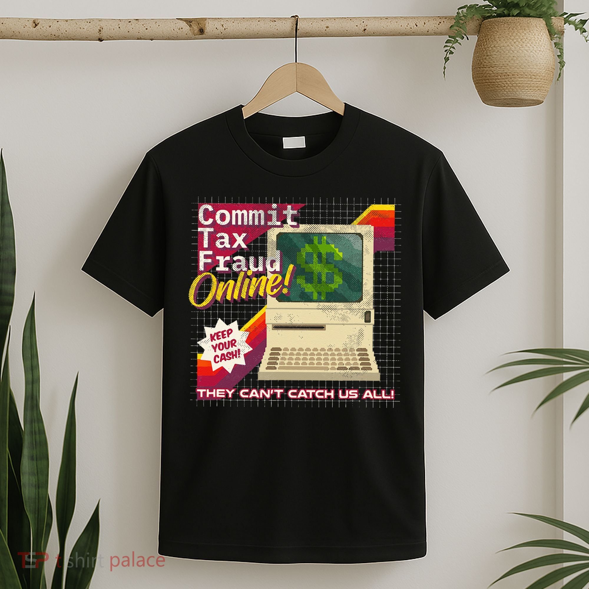 Commit Tax Fraud Online! Distressed Retro Video Game Box Art T-Shirt