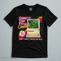 Commit Tax Fraud Online! Distressed Retro Video Game Box Art T-Shirt thumb 5