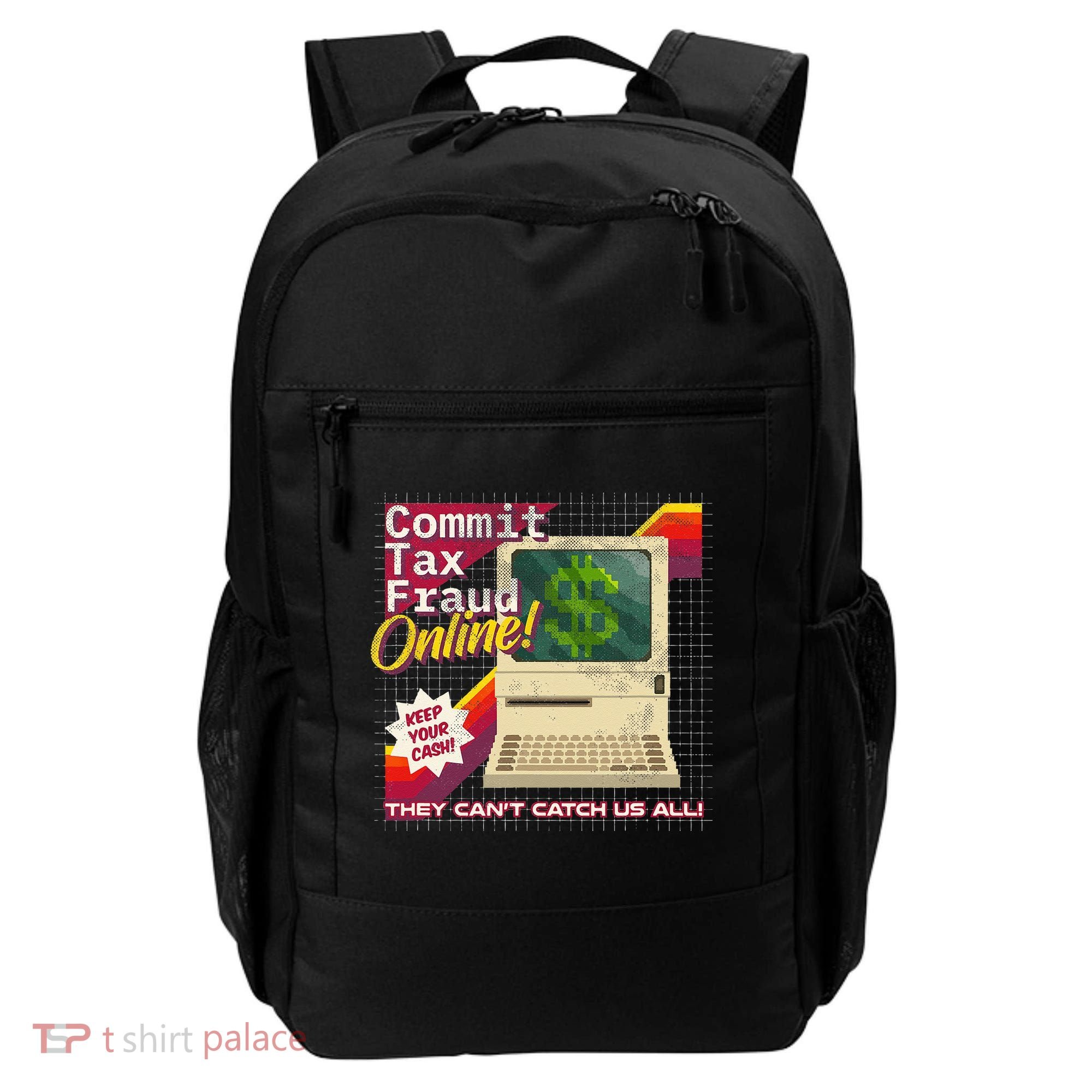 Commit Tax Fraud Online! Distressed Retro Video Game Box Art Backpack