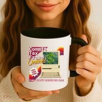 Commit Tax Fraud Online! Distressed Retro Video Game Box Art Coffee Mug thumb 3