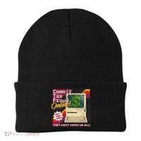Commit Tax Fraud Online! Distressed Retro Video Game Box Art Beanie thumb 0