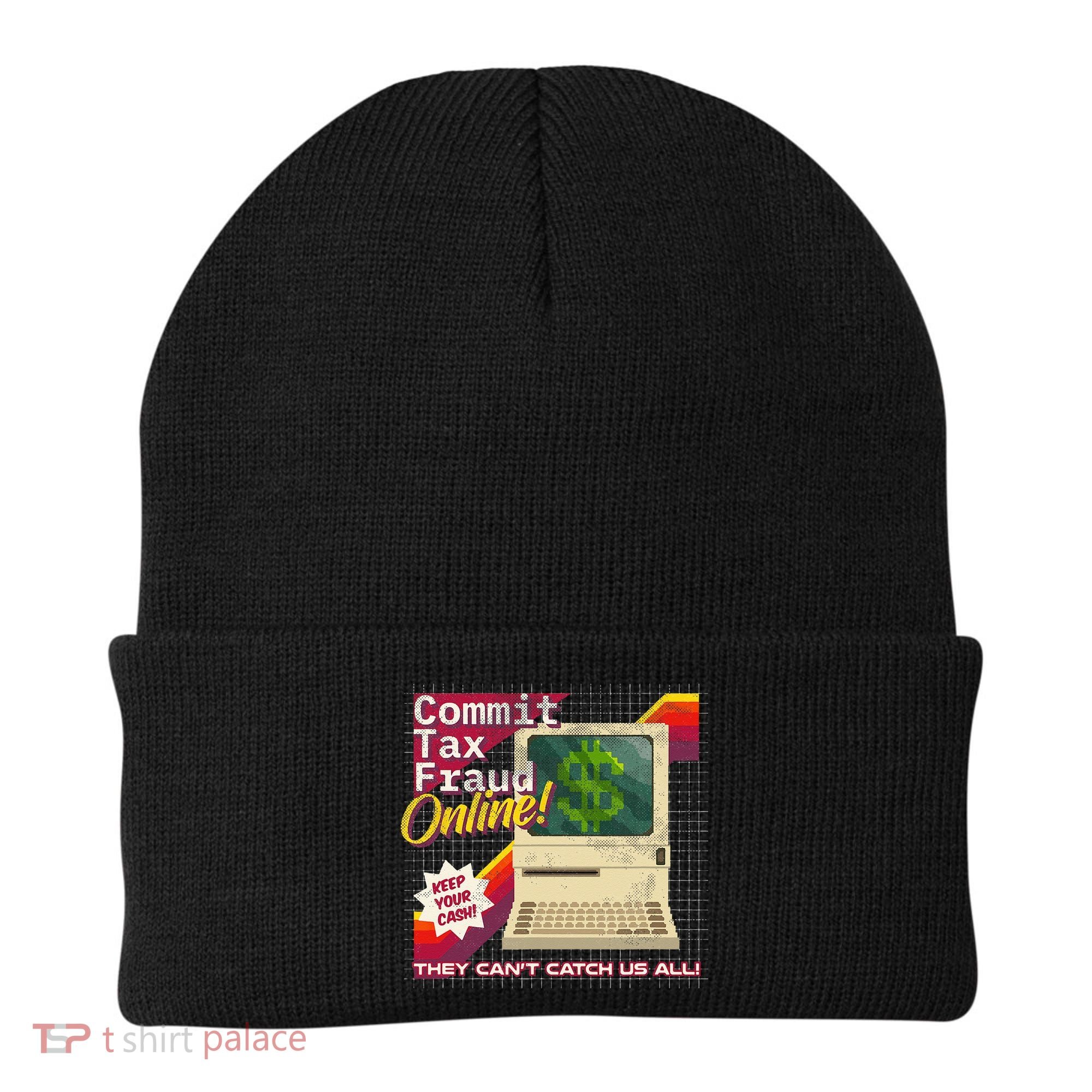 Commit Tax Fraud Online! Distressed Retro Video Game Box Art Beanie