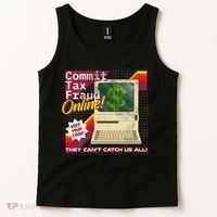 Commit Tax Fraud Online! Distressed Retro Video Game Box Art Tank Top thumb 2