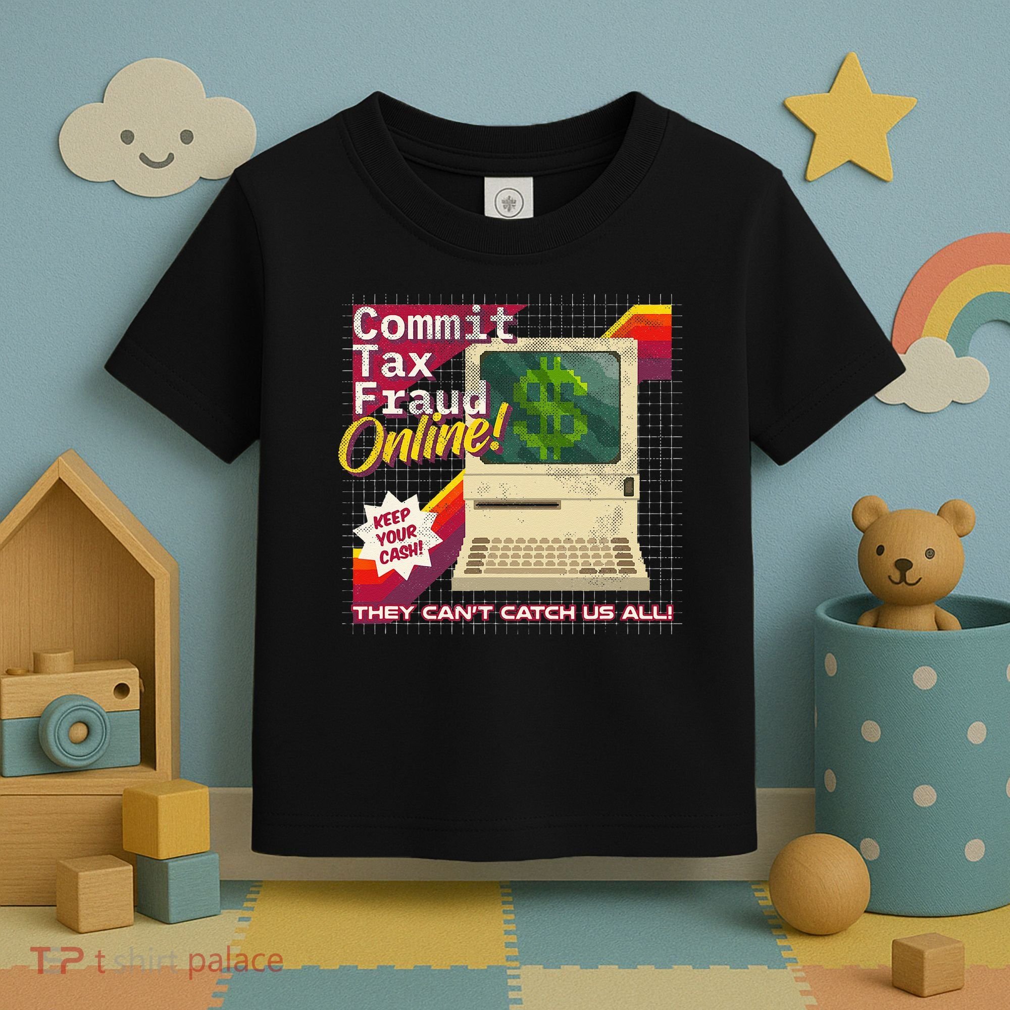 Commit Tax Fraud Online! Distressed Retro Video Game Box Art Toddler T-Shirt