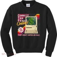 Commit Tax Fraud Online! Distressed Retro Video Game Box Art Kids Sweatshirt thumb 0