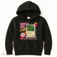 Commit Tax Fraud Online! Distressed Retro Video Game Box Art Kids Hoodie thumb 0