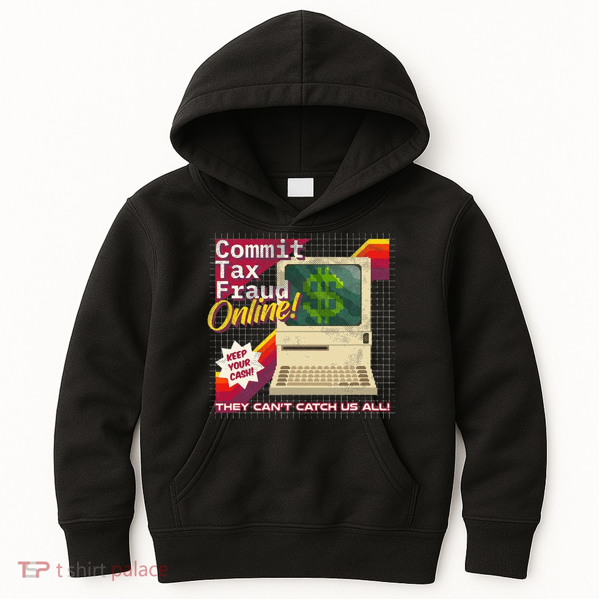 Commit Tax Fraud Online! Distressed Retro Video Game Box Art Kids Hoodie