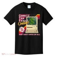 Commit Tax Fraud Online! Distressed Retro Video Game Box Art Kids T-Shirt thumb 0