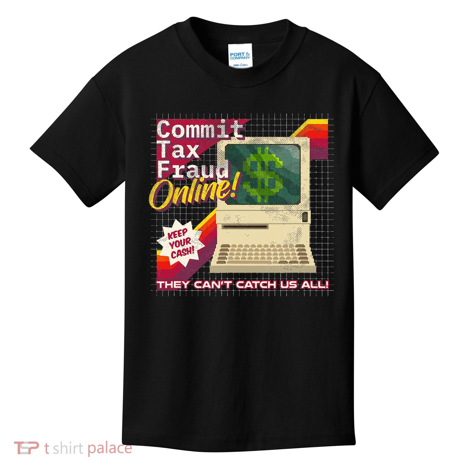 Commit Tax Fraud Online! Distressed Retro Video Game Box Art Kids T-Shirt