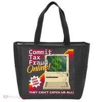 Commit Tax Fraud Online! Distressed Retro Video Game Box Art Tote Bag thumb 0