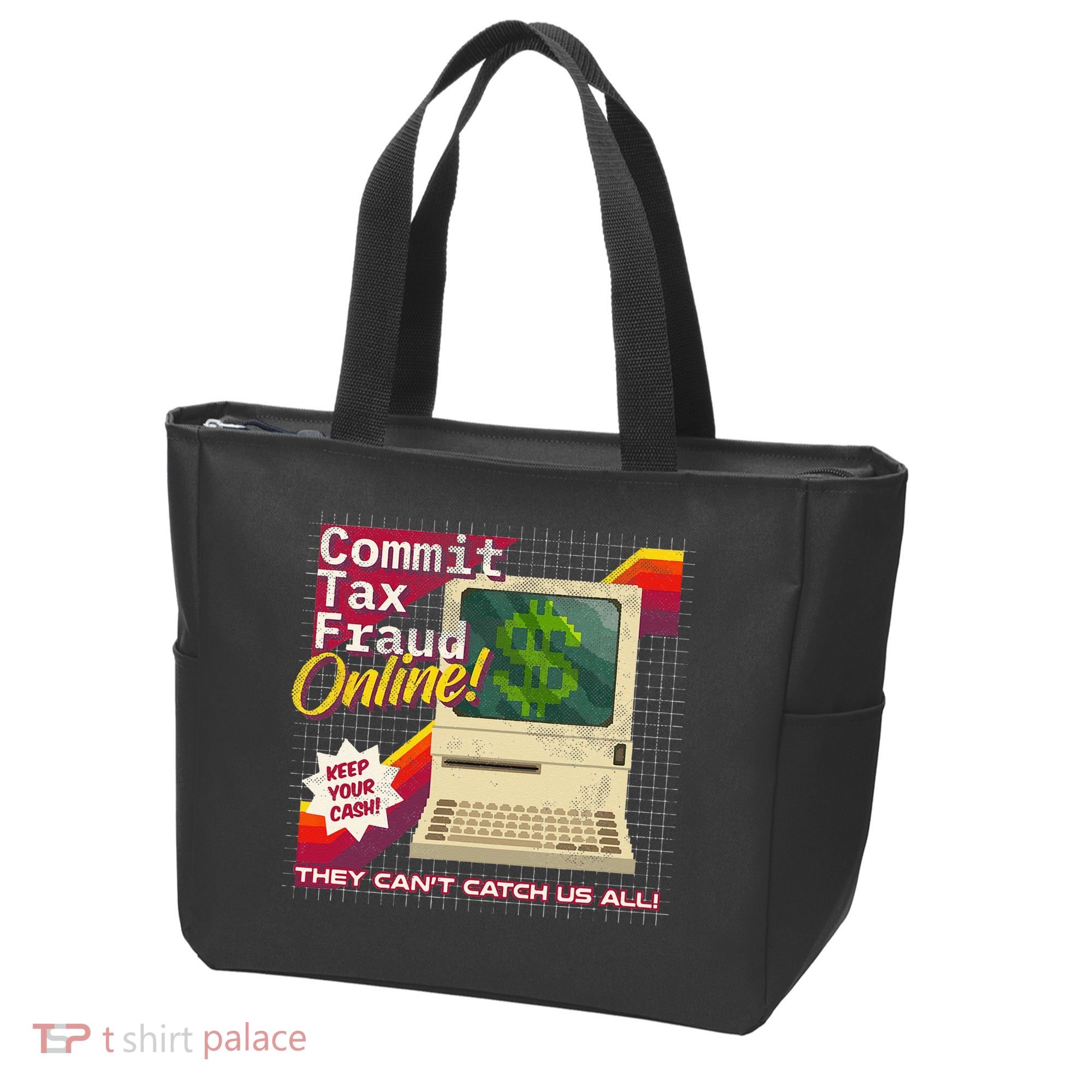 Commit Tax Fraud Online! Distressed Retro Video Game Box Art Tote Bag